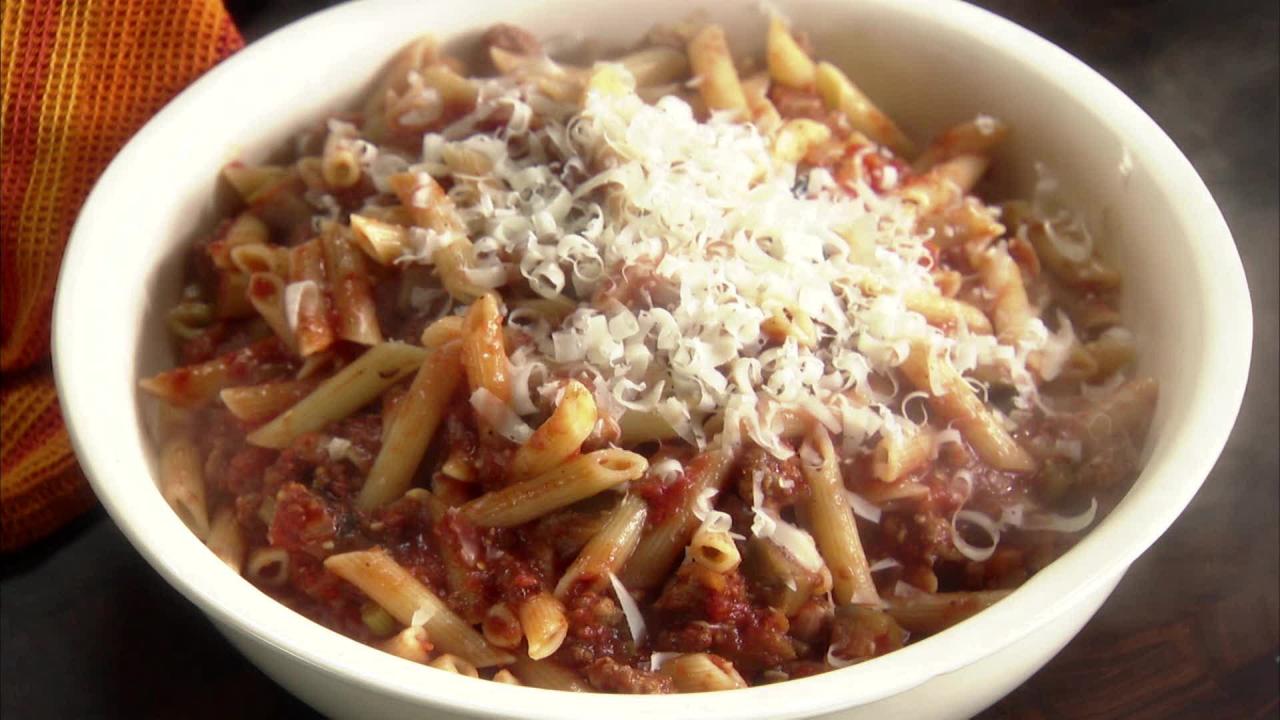 Eggplant and Sausage Penne