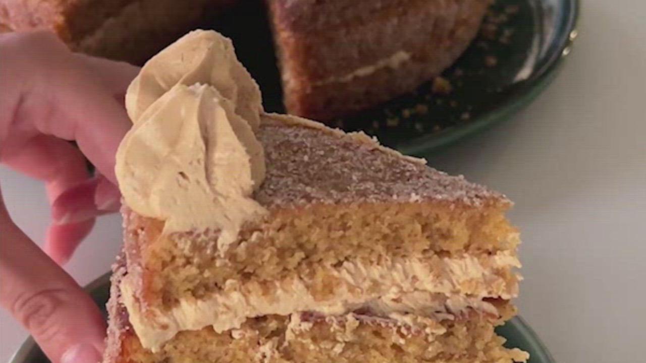 Apple Cider Doughnut Cake with Dulce de Leche Buttercream