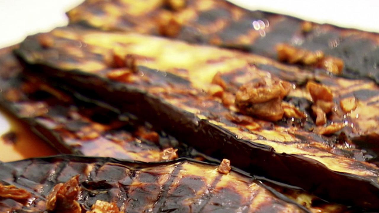 Grilling Rib Eyes and Eggplant