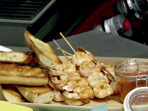 Grilled Salt and Pepper Shrimp with Tomato Horseradish Sauce with Lime Juice