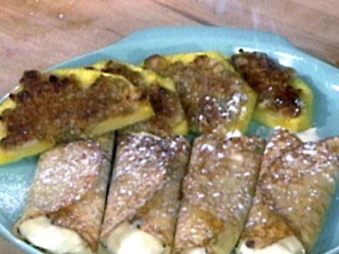 Cheese Blintzes with Broiled Pineapple