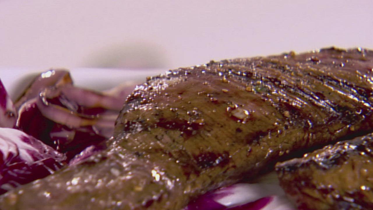 Marinated Flank Steak with Blue Cheese Sauce