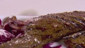 Marinated Flank Steak with Blue Cheese Sauce