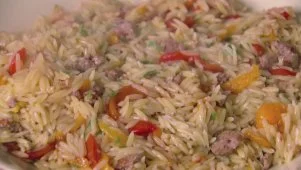 Orzo with Sausage and Peppers