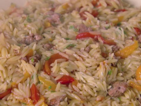 Orzo with Sausage and Peppers