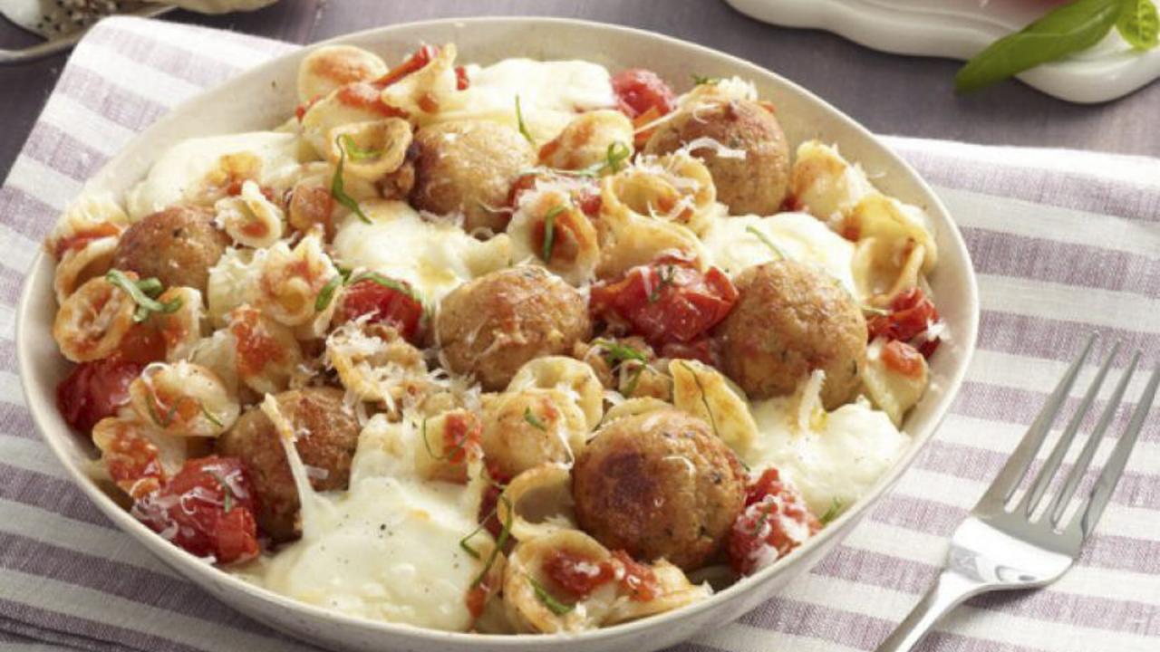 Orecchiette with Mini Chicken Meatballs