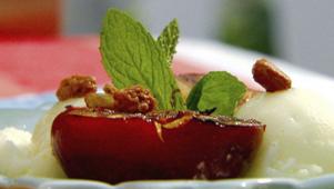 Grilled Plums with Sorbet