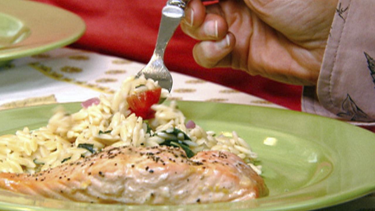 Honey Glazed Salmon with Orzo