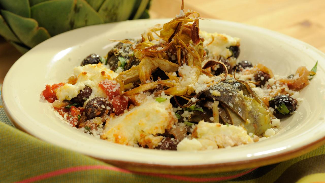 Baked Artichokes with Olives