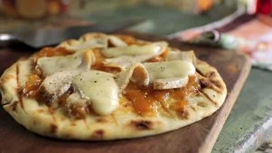 Chicken, Peach and Brie Pizza