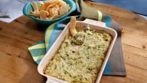 Cheesy Poblano Artichoke Dip