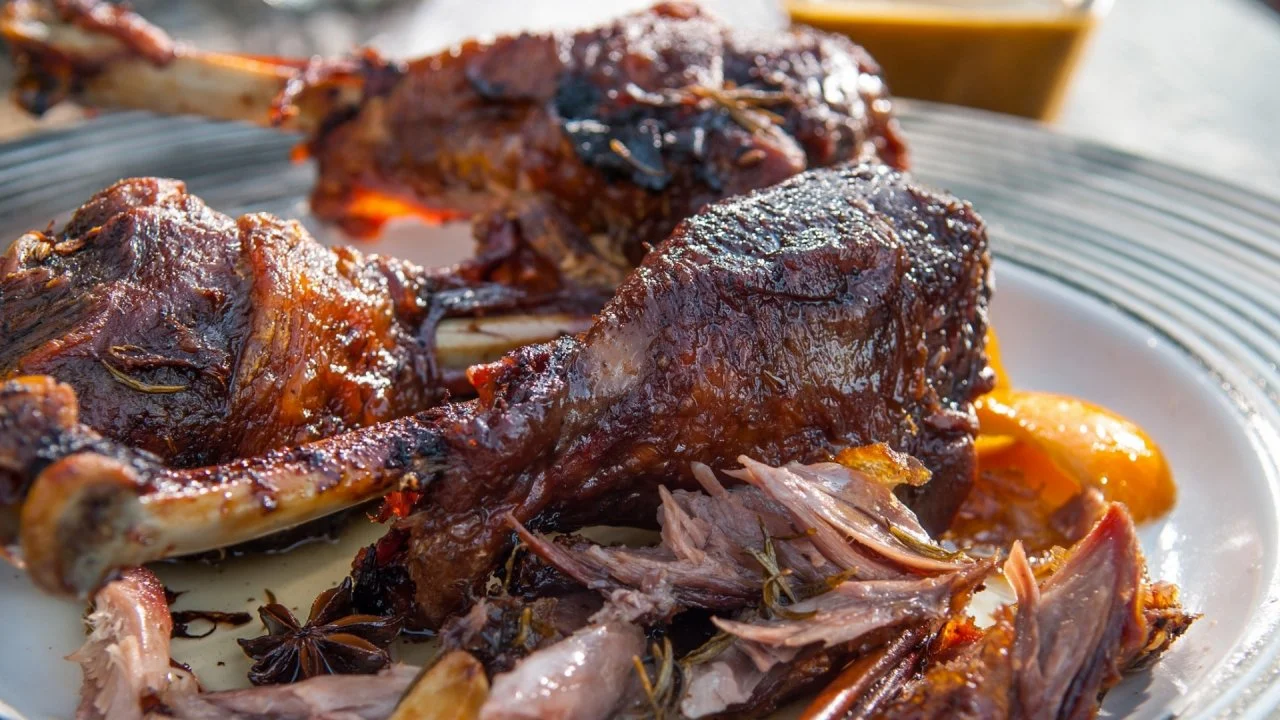 Turkey Leg Confit with Shallots and Thyme