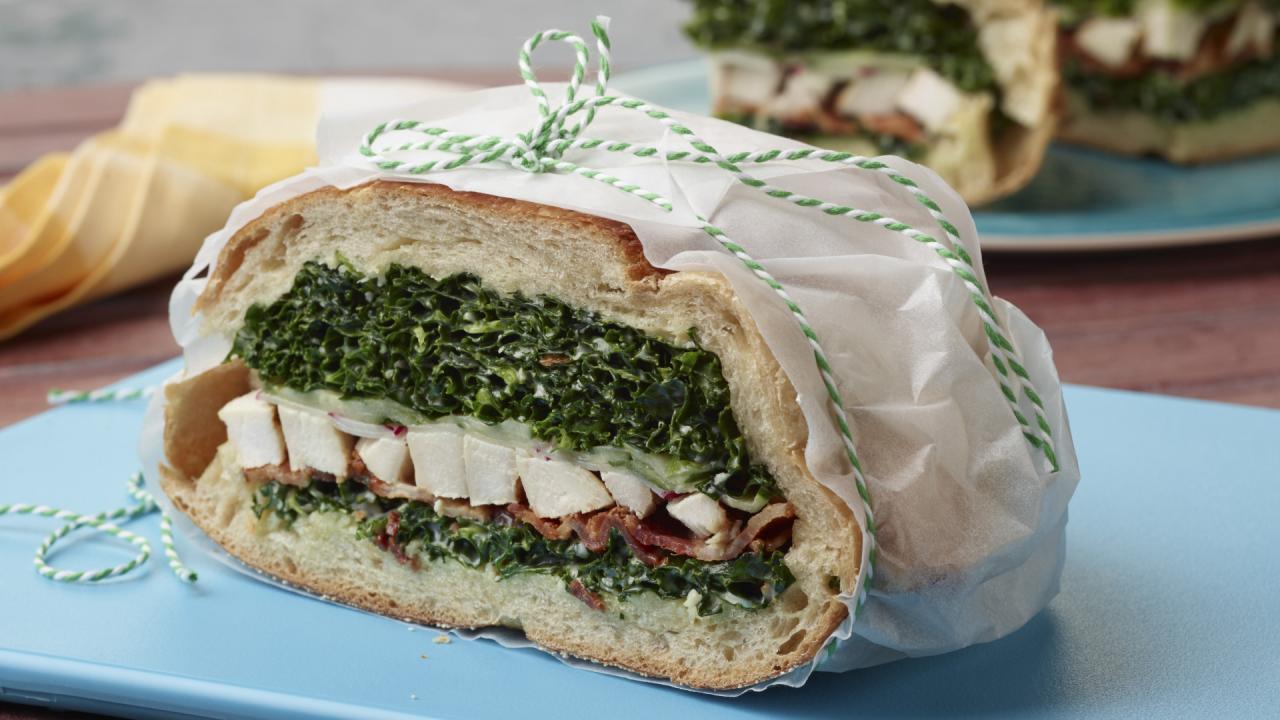 Grilled Chicken and Kale Caesar Pressed Sandwich