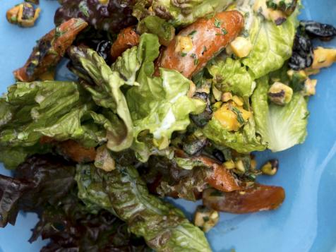 Roasted Carrots and Red Leaf Lettuce Salad with Buttermilk Herb Dressing