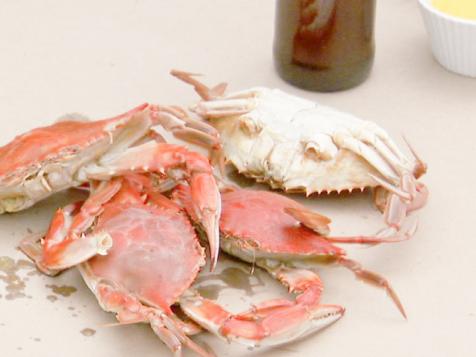 Beer-Poached Blue Crabs