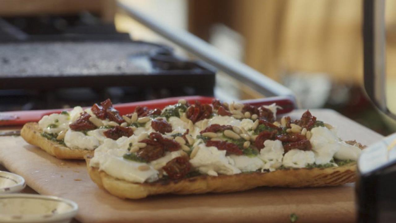 Burrata and Pesto Bruschetta