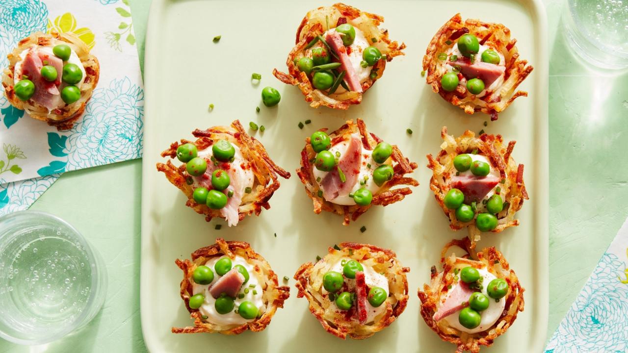 Ham and Cheese Potato Nests
