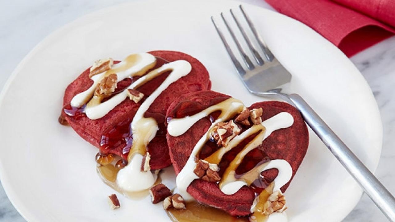 Red Velvet Heart Pancakes