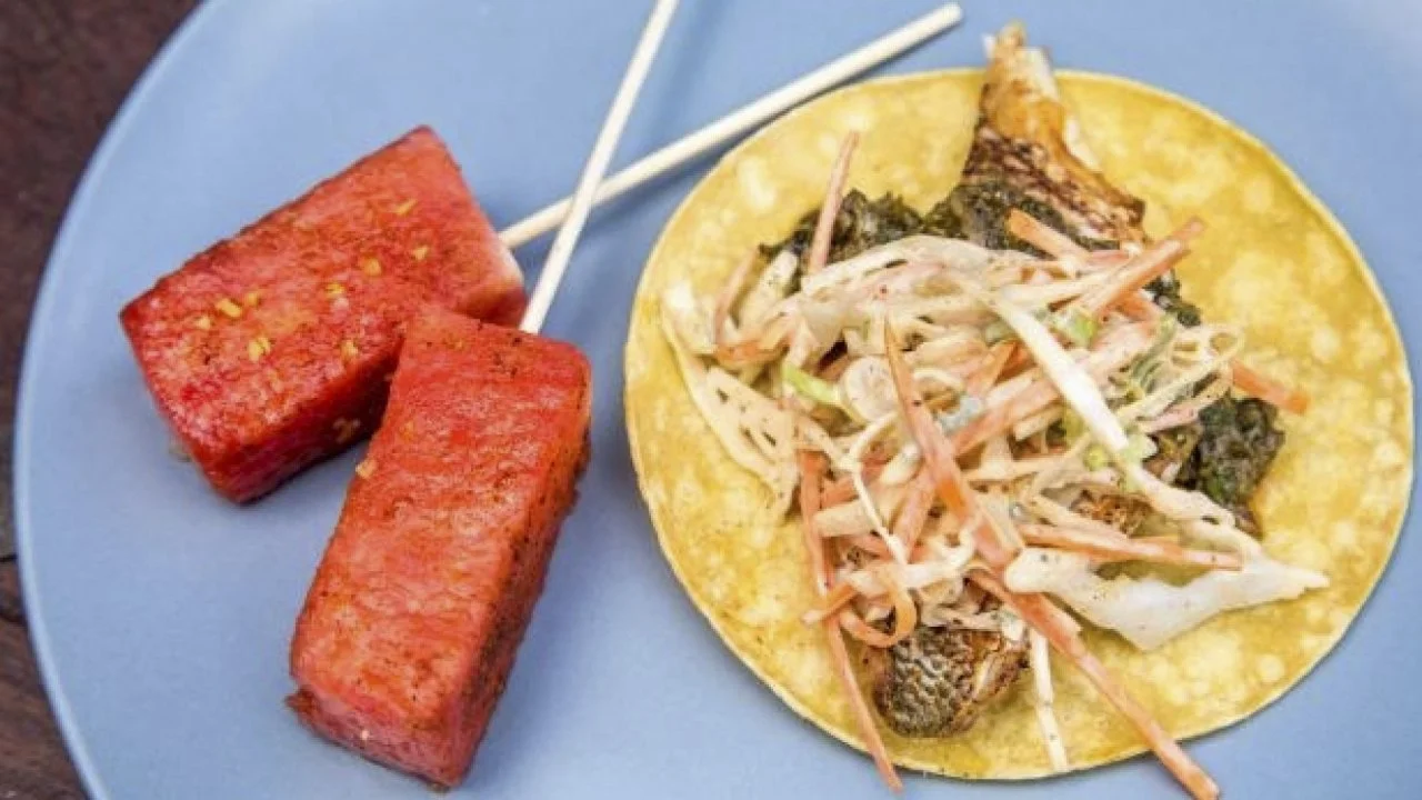 Blackened Fish Tacos with Chili-Spiced Slaw and Charred Scallion Salsa