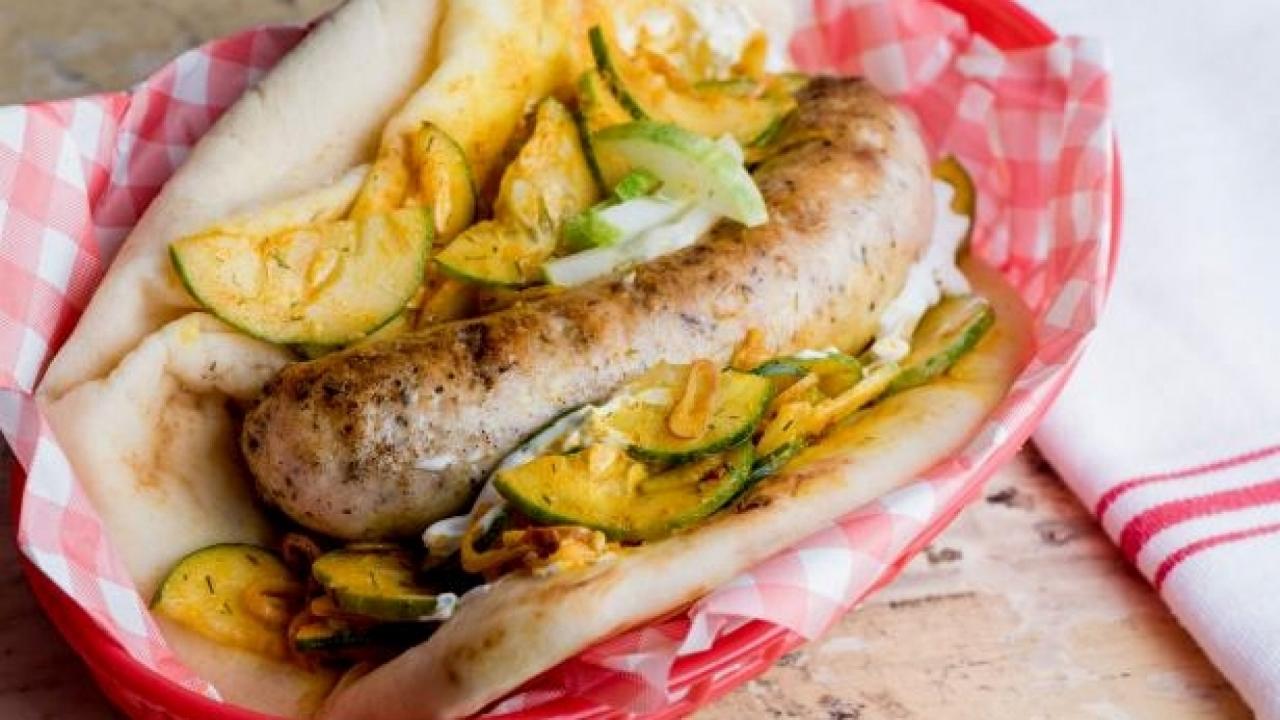 Grilled Turkey Sausage with Cucumber Relish