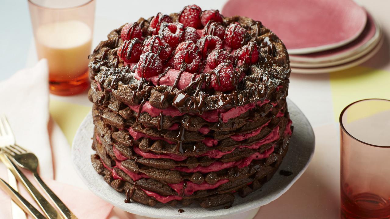 Chocolate-Raspberry Waffle Cake