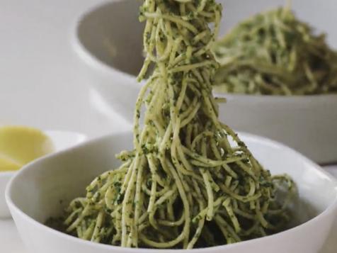Kale and Pistachio Pesto Spaghetti