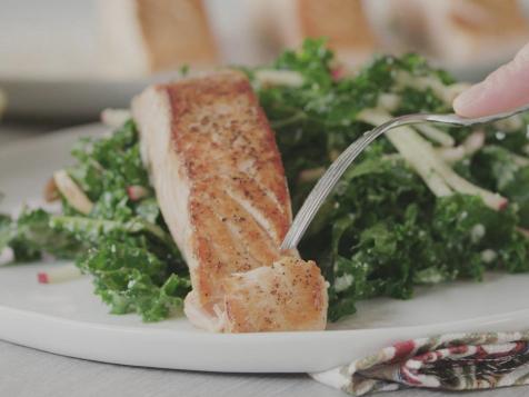 Pan-Seared Salmon with Kale and Apple Salad