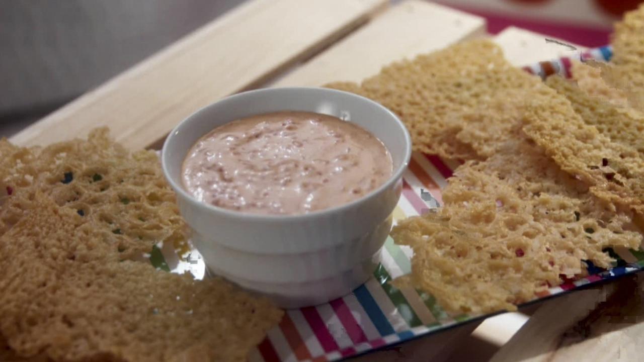 Parmesan Crisp with Pink Sauce