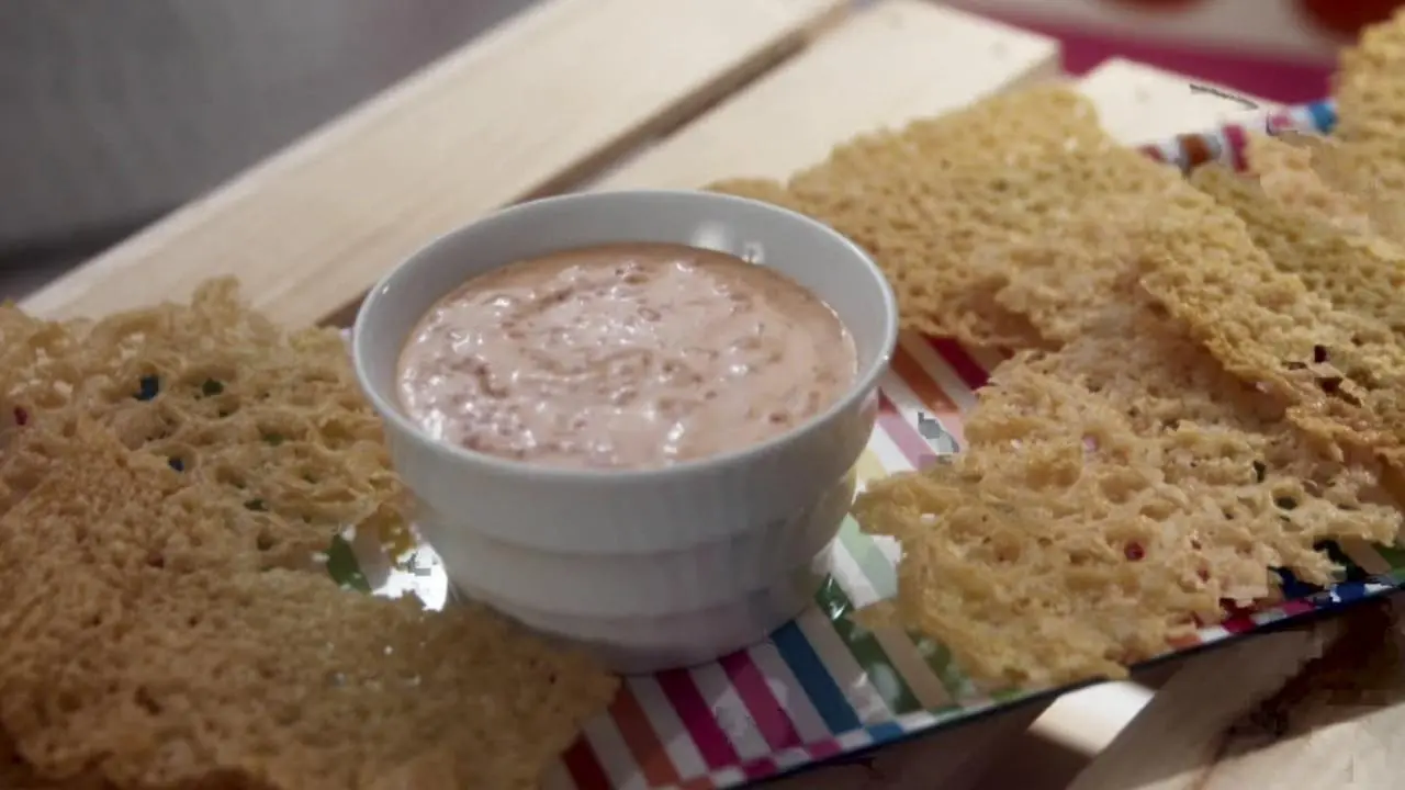 Parmesan Crisp with Pink Sauce