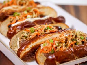 Bratwurst with Spiral Apple Slaw