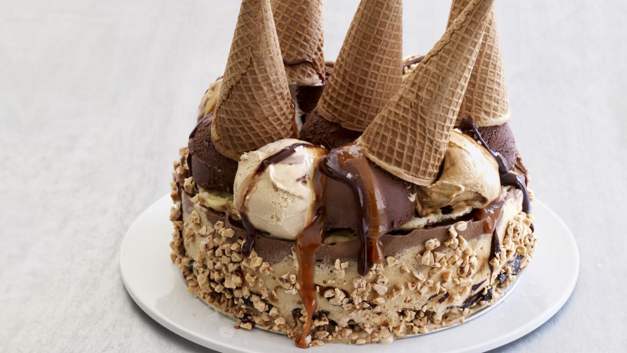 Salted Caramel Ice Cream Cone Cake