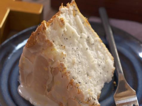 Poppy Seed Angel Food Cake with Lemon Icing