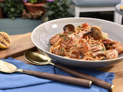 Grilled Seafood with Linguine