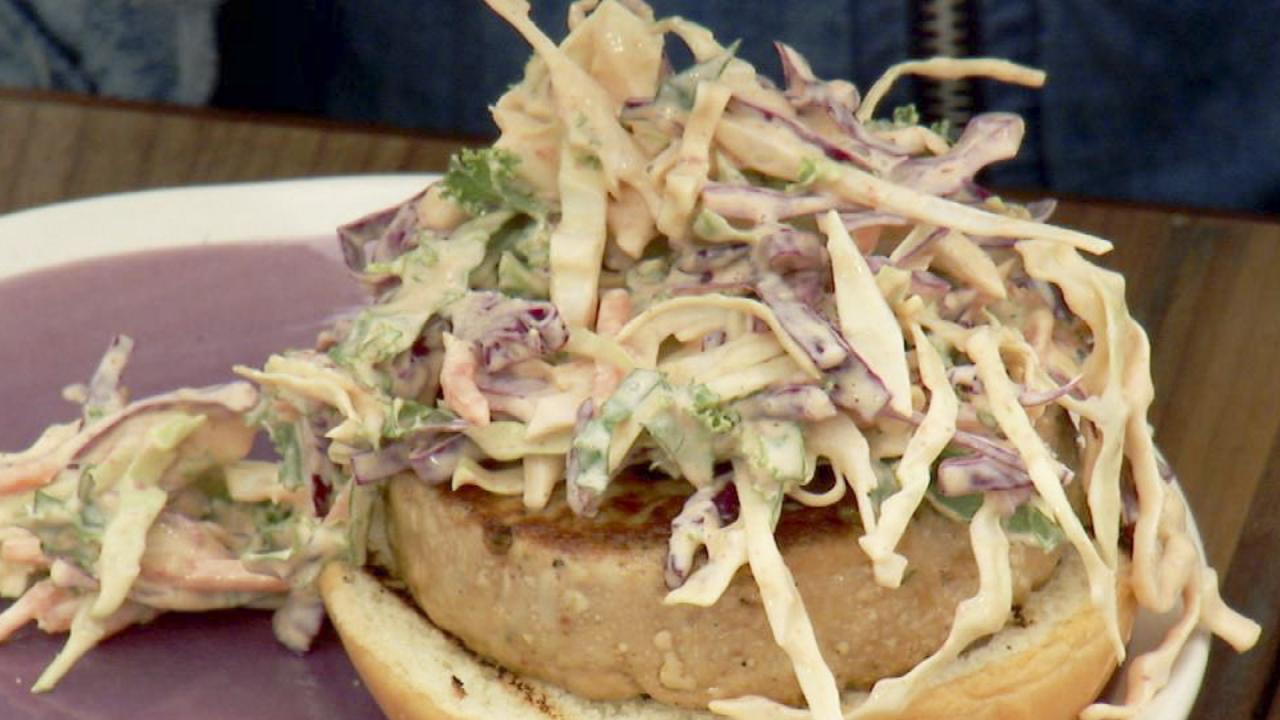 Tuna Burger with Chipotle Slaw