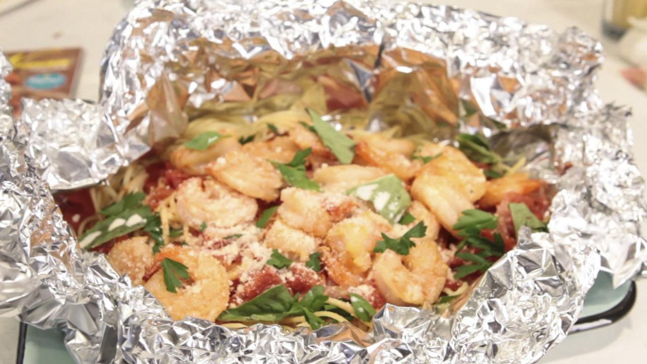 Foil-Packet Shrimp Pasta