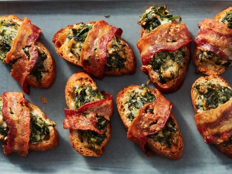 Bacon-Wrapped Spinach Dip Crostini