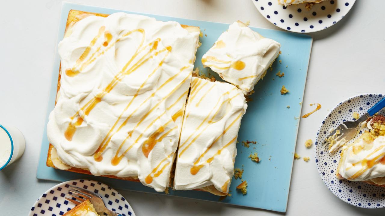 Rolo-Stuffed Banana Poke Cake