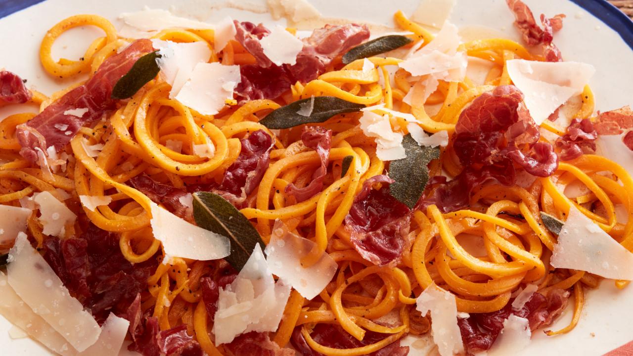 Butternut Squash Noodles with Prosciutto and Sage