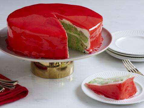 Holiday Mirror Glaze Poke Cake