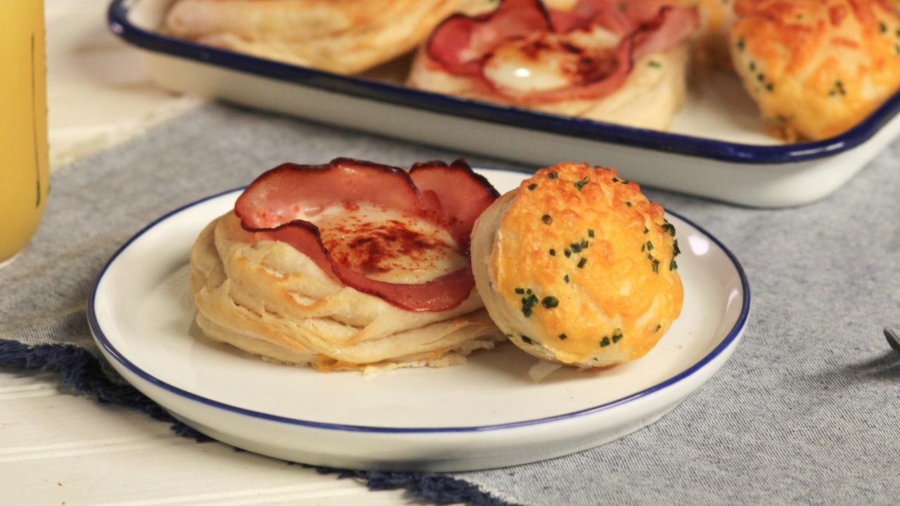 Sheet Pan Egg-in-Hole Biscuits