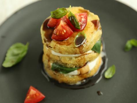 Fried Tomatillo Caprese Stacks