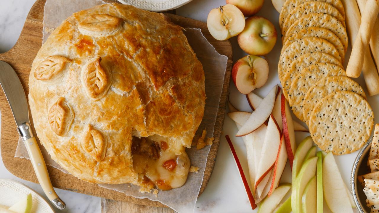 Giant Baked Brie with Apricots and Walnuts