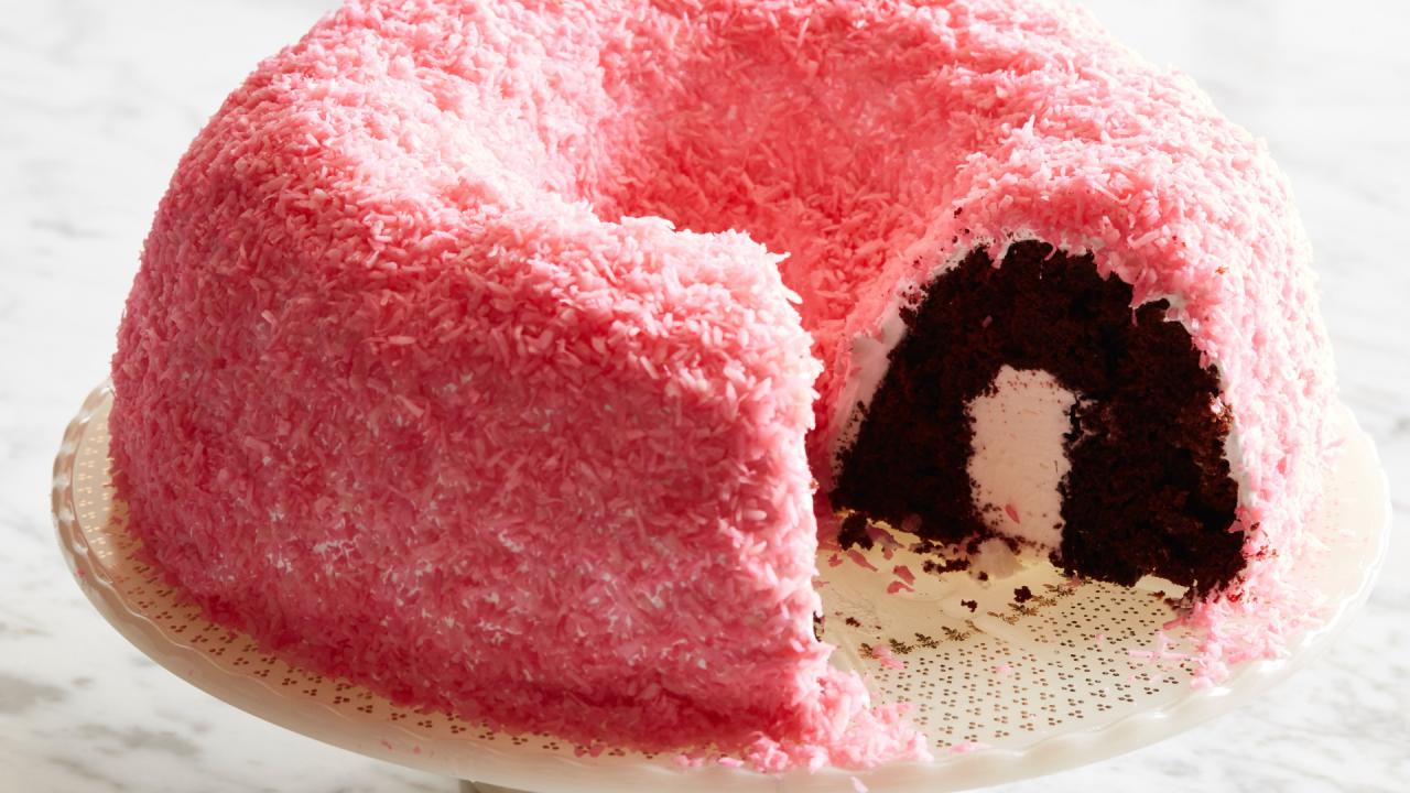 Snowy Pink Coconut Bundt Cake