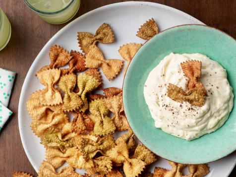 Pasta Chips with Alfredo Dip