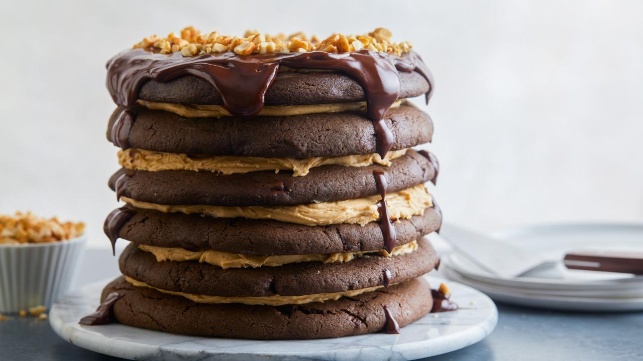 Giant Chocolate-Peanut Butter Cookie Cake