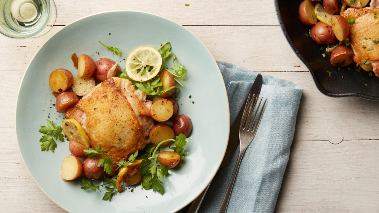 Lemon-Garlic Skillet Chicken and Potatoes