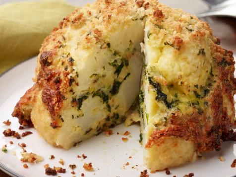 Roasted Cheesy Kale and Bacon Stuffed Cauliflower