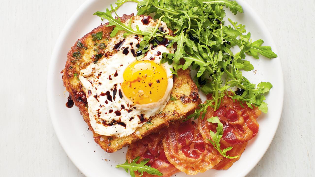 Parmesan French Toast with Pancetta and Eggs