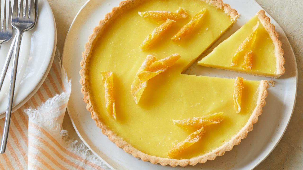 Meyer Lemon Curd Tart with Candied Lemon Peels