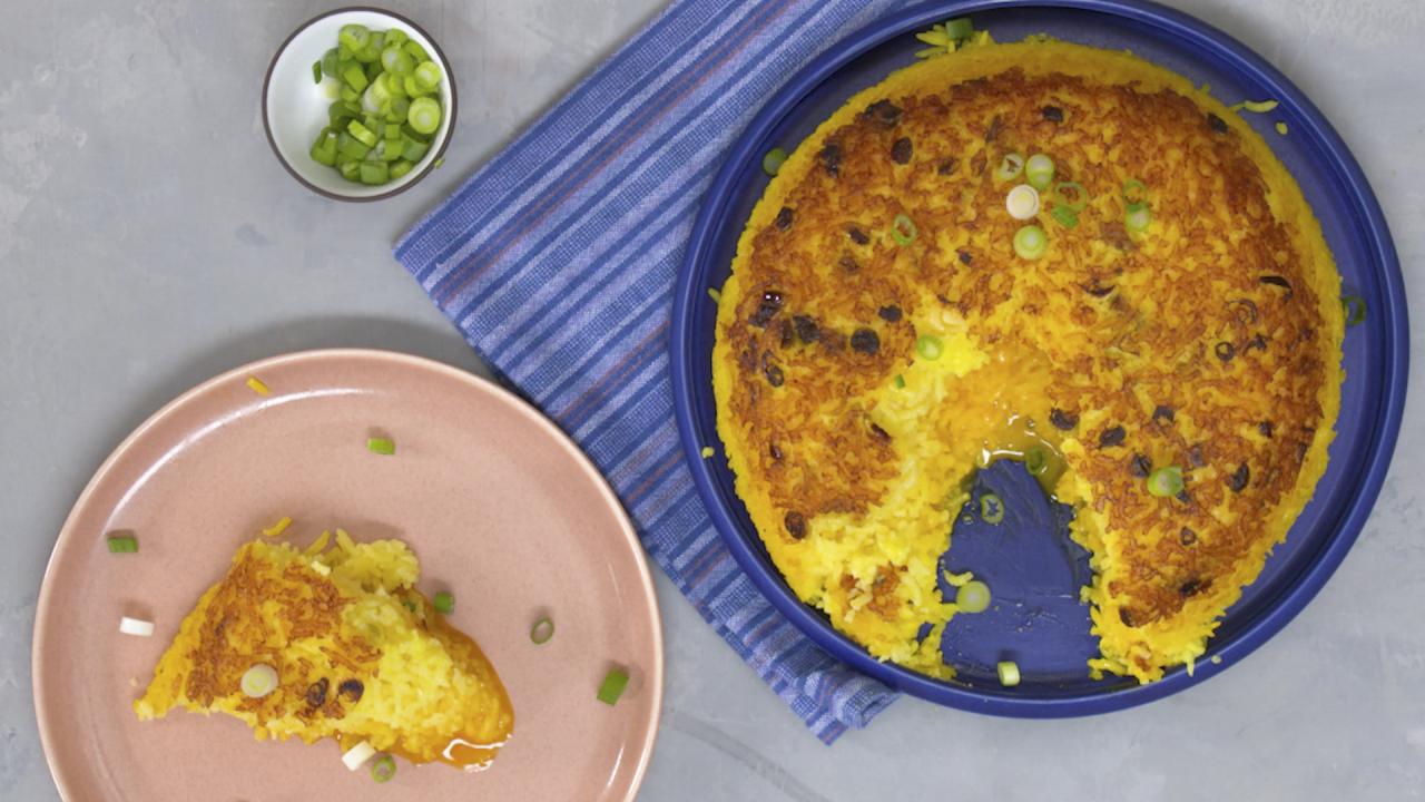 Crispy Rice Pancake with Egg Yolk Center